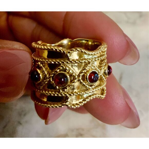 Stunning 18k gold plated sterling garnet ring - Picture 8 of 9